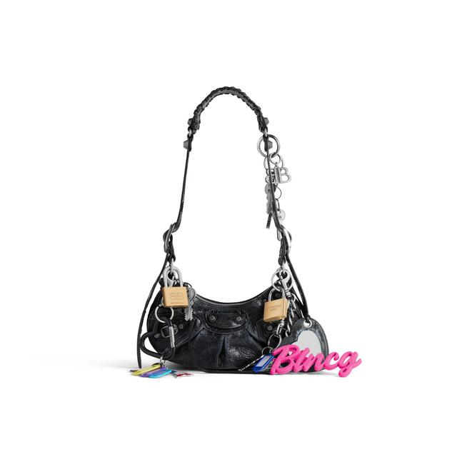 Women's Le Cagole Xs Shoulder Bag Used Effect With Charms  in Black Product Image