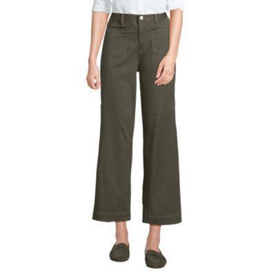 Womens Lands End High Rise Patch Pocket Chino Crop Pants Beig/Green Product Image