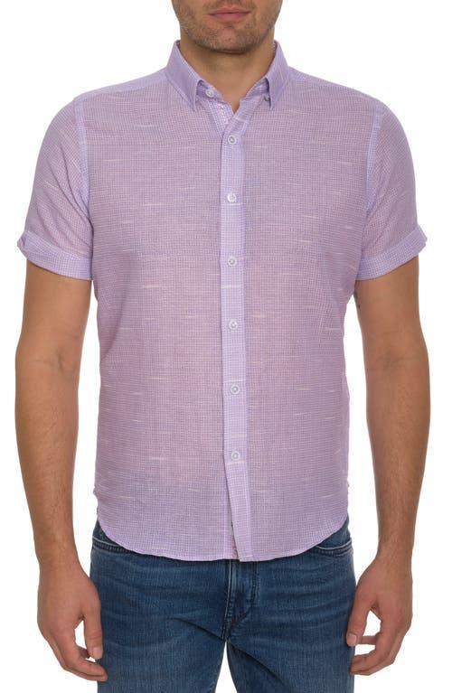 Robert Graham Sloan Houndstooth Short Sleeve Linen & Cotton Button-Down Shirt Product Image