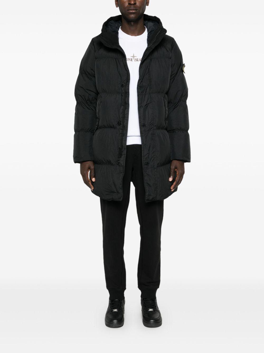 STONE ISLAND Compass-badge Hooded Padded Coat In Black Product Image