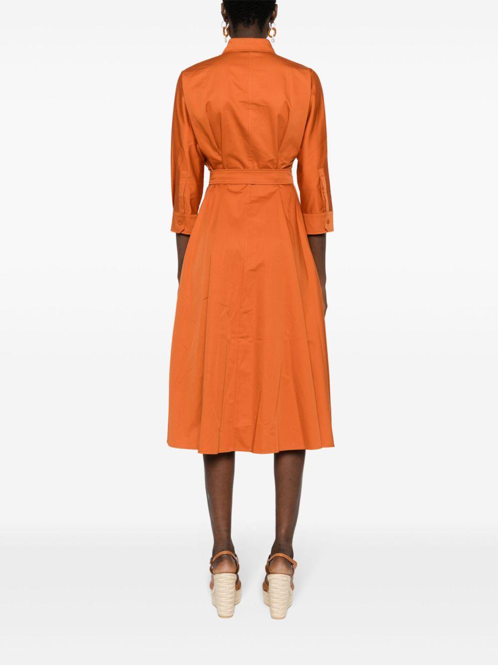 Belted Satin Midi Shirt Dress In Brown Product Image