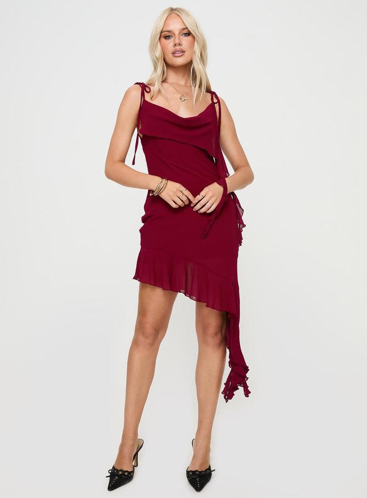 Dacian Mini Dress Burgundy Product Image