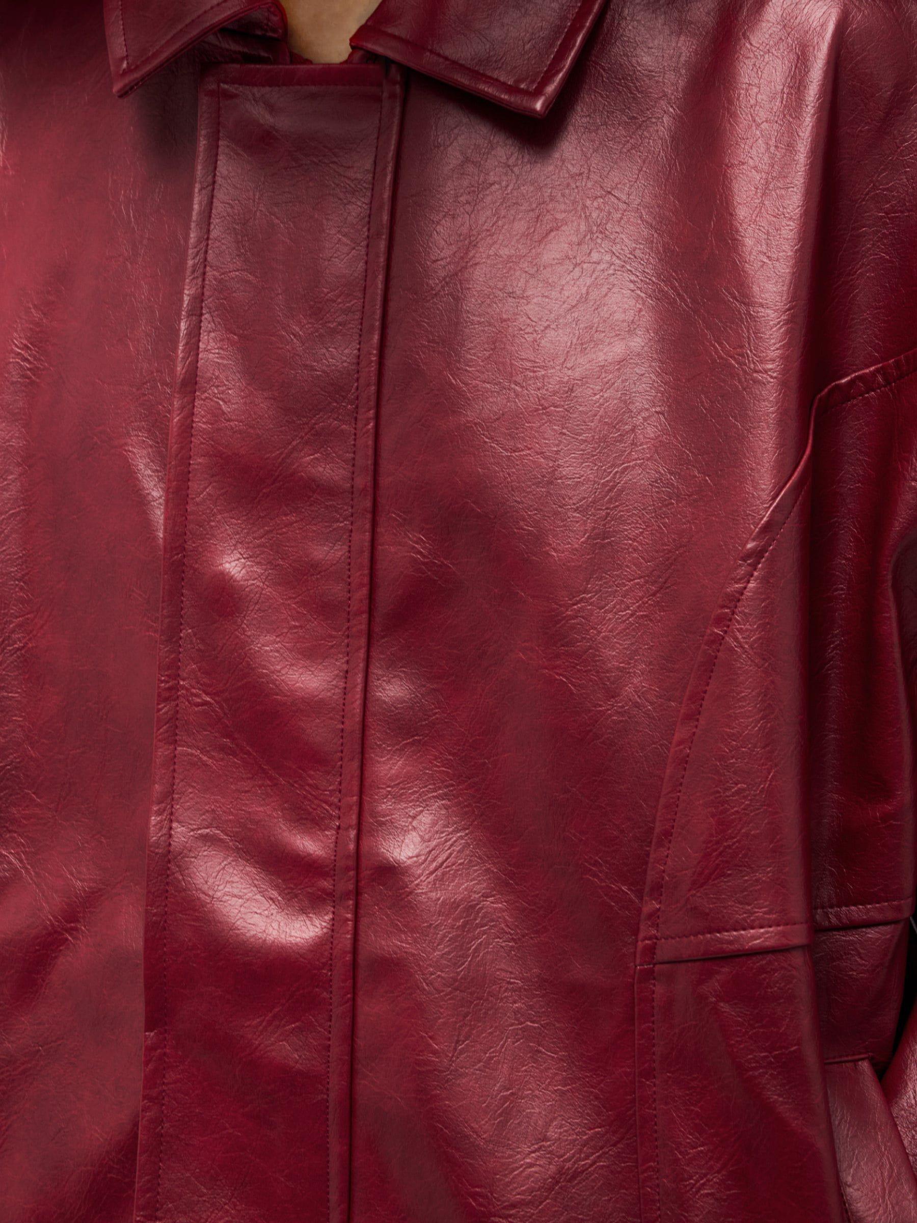 Aelfric Eden Vintage Burgundy Essential Faux Leather Jacket Product Image