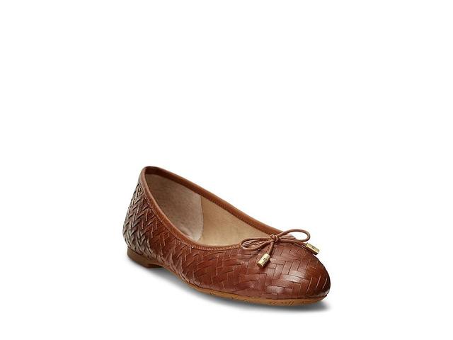 Lauren Ralph Lauren Jayna Woven Leather Flat (Deep Saddle ) Women's Shoes Product Image