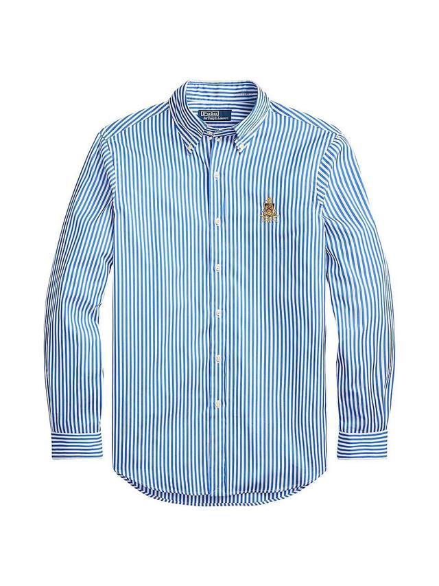 Mens Striped Cotton Button-Down Shirt Product Image