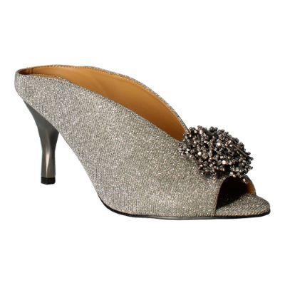 J. Renee Emilia Dance Glitter Fabric Ornament Detail Peep Toe Mules Product Image