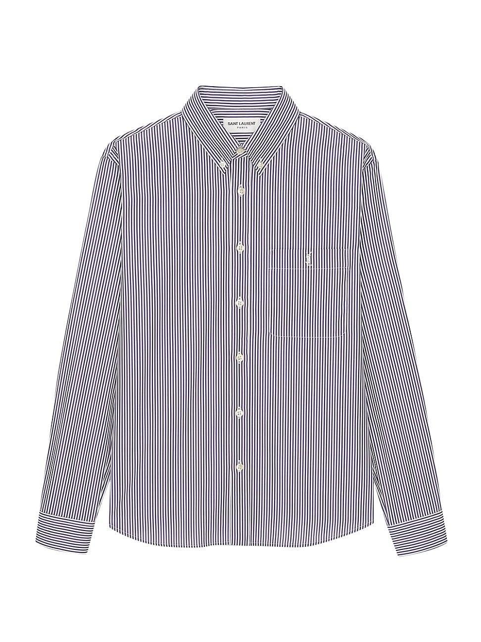 Mens Monogram Shirt in Striped Cotton Poplin Product Image