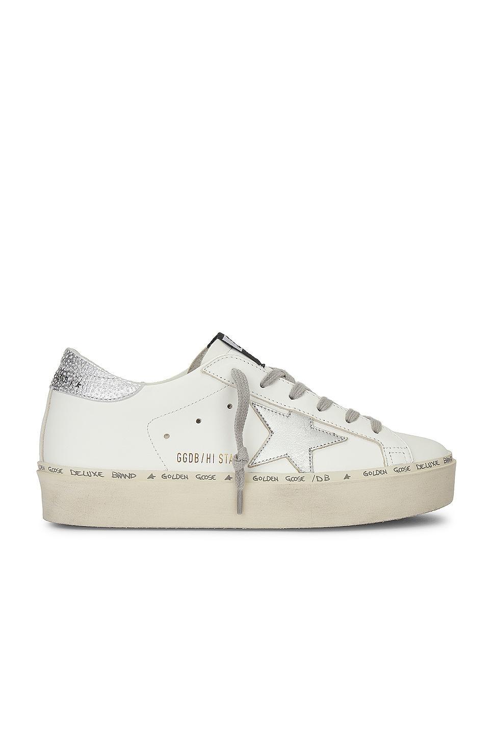 Golden Goose Hi Star Leather Upper Sneaker in White Product Image