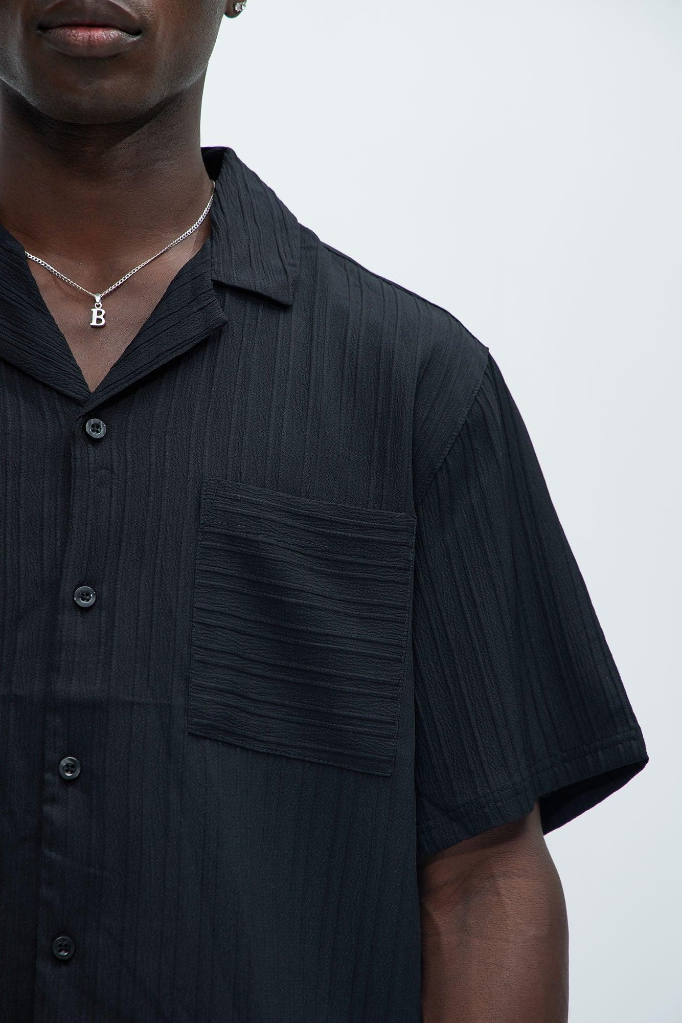 Dobby Textured Shirt - Black Product Image