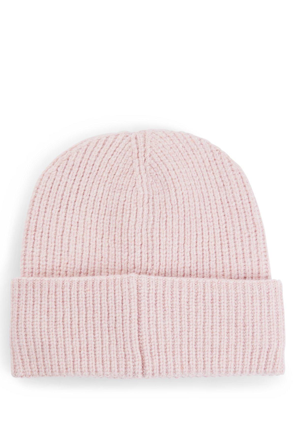 Ribbed beanie hat with embroidered handwritten logo Product Image