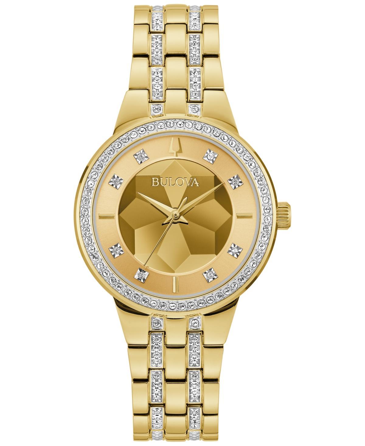 Bulova Womens Crystal Phantom Quartz Analog Gold Tone Stainless Steel Bracelet Watch Product Image