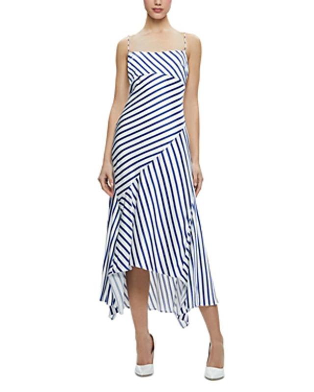 Rosa Sleeveless Paneled Midi Slip Dress In Admiral Stripe Indigo Product Image