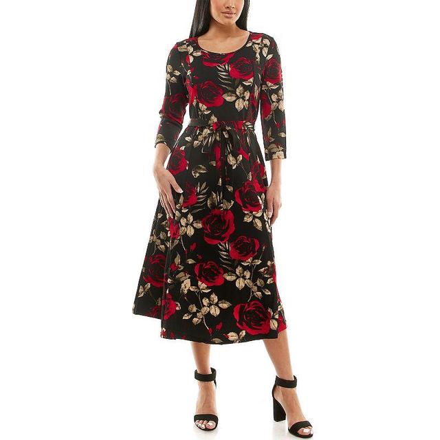 Womens Nina Leonard Sylvia Print Midi Dress Product Image