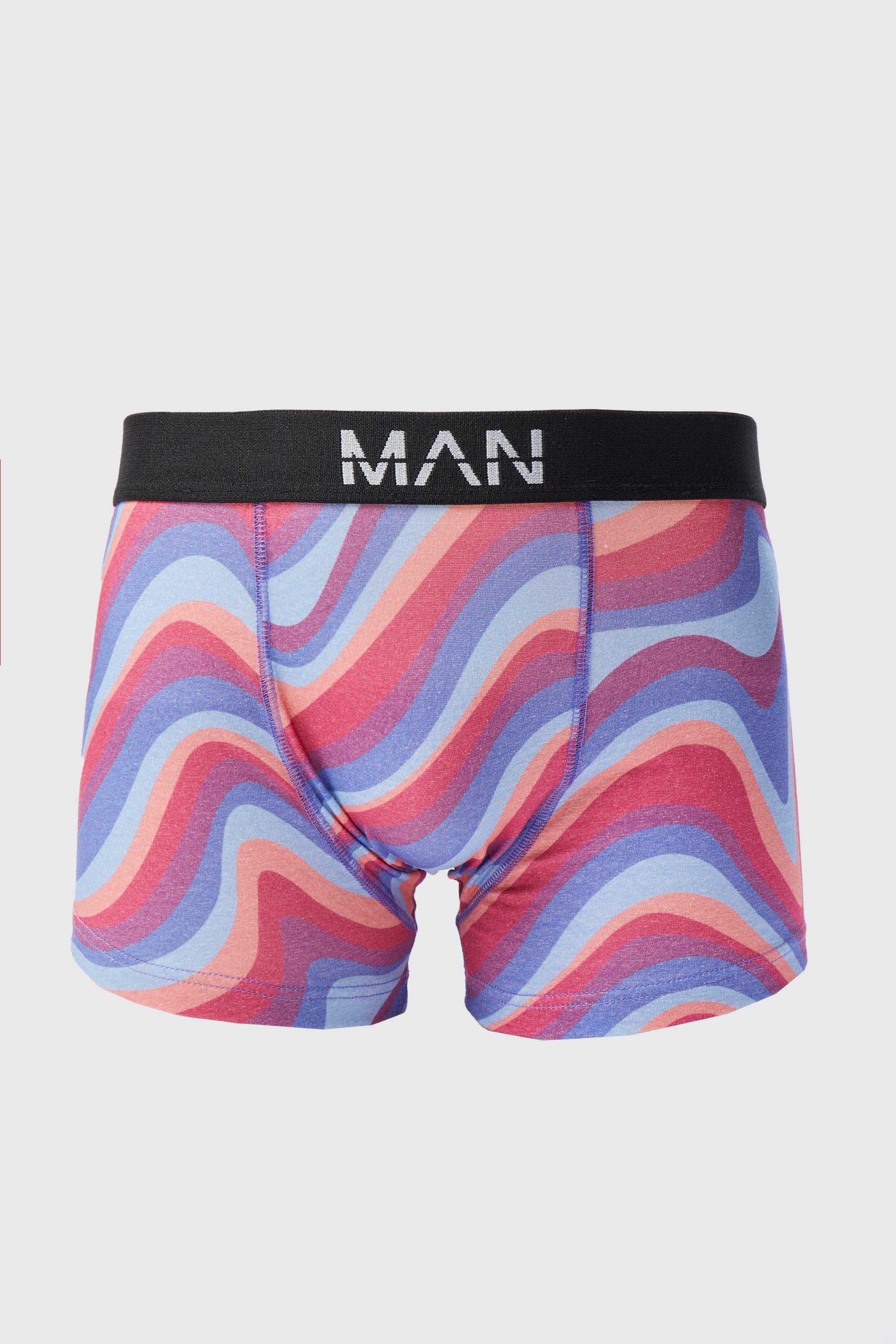 Mens Blue Wavy Print Boxers, Blue Product Image