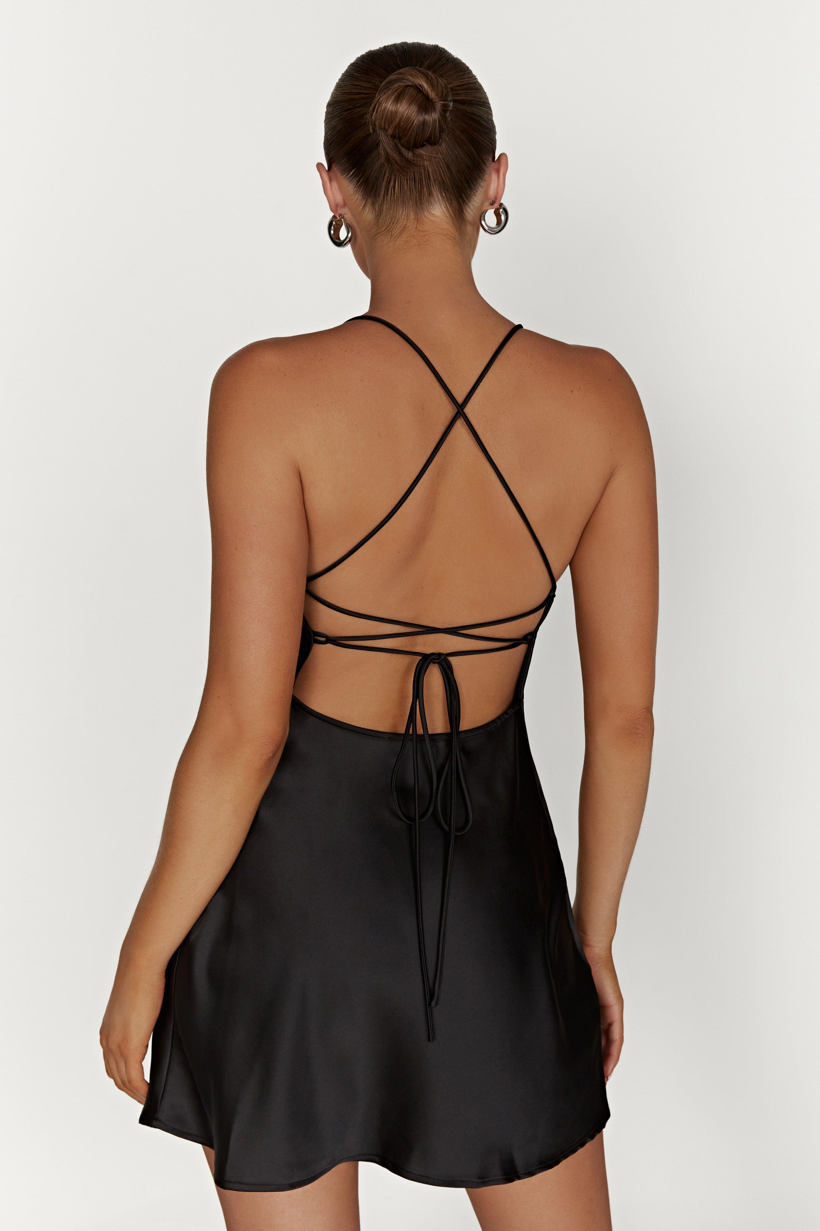 Sydney Mini Satin Dress - Black Product Image