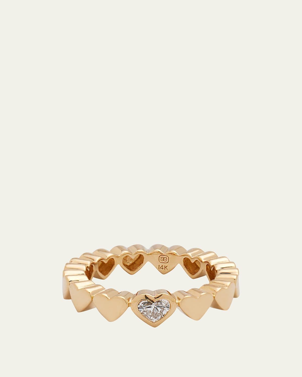 Womens Heart 14K Gold & Diamond Eternity Ring Product Image