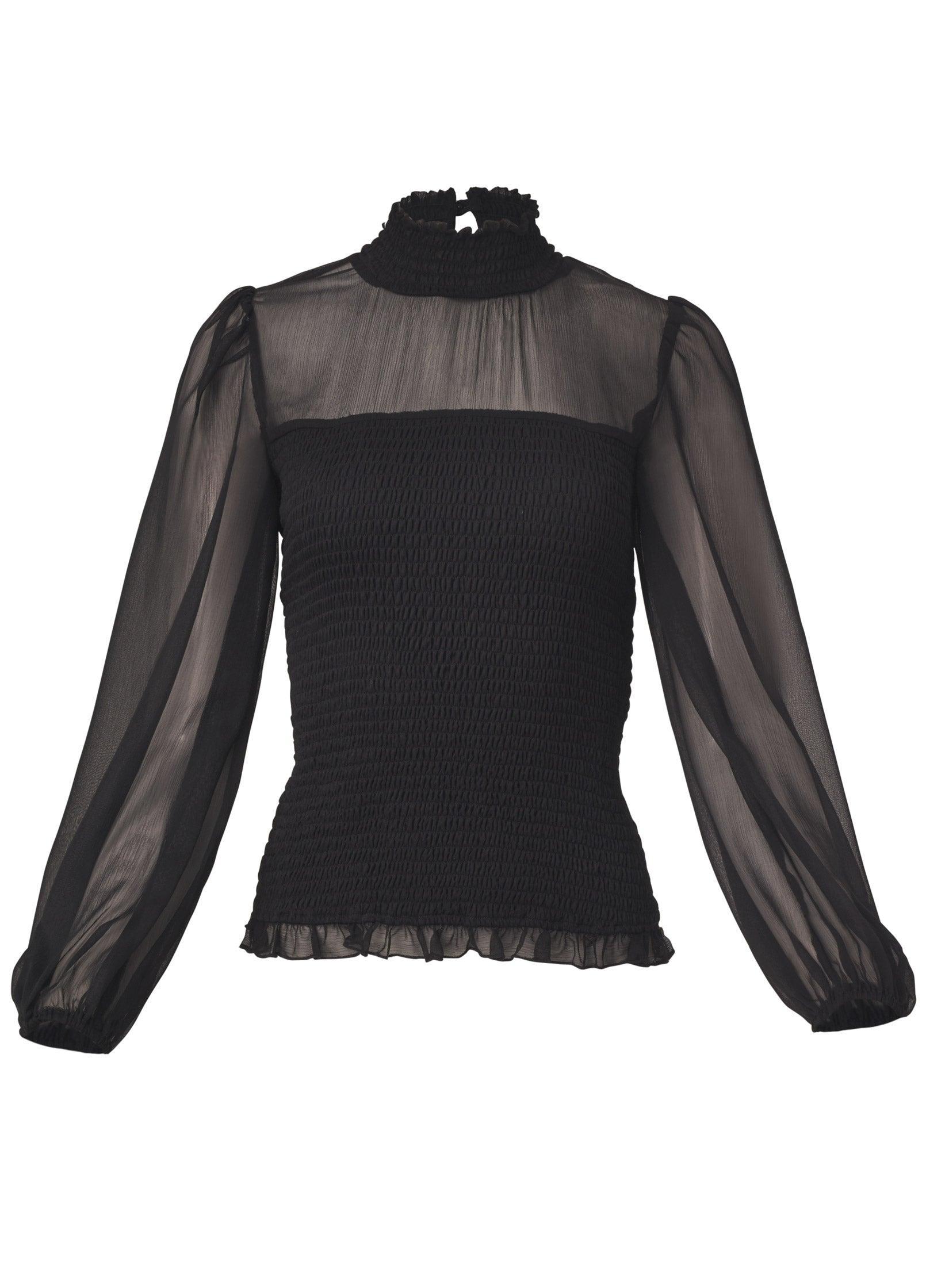 Sheer Smocked Top - Black product image