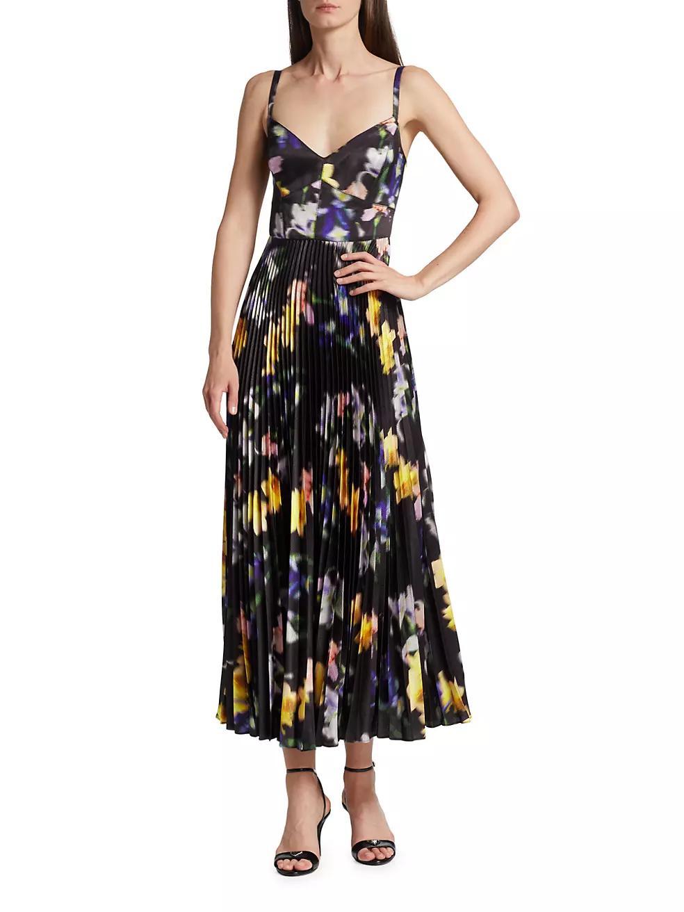 Ella Floral Satin Midi-Dress Product Image