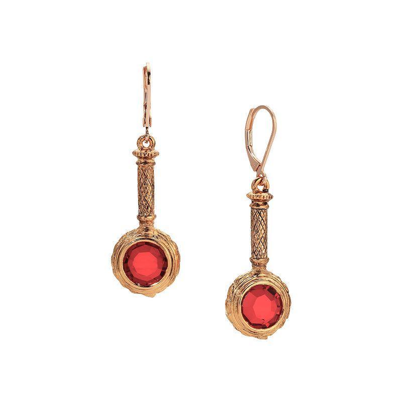 1928 Crystal Magnifying Glass Shaped Earrings, Womens, Red Product Image