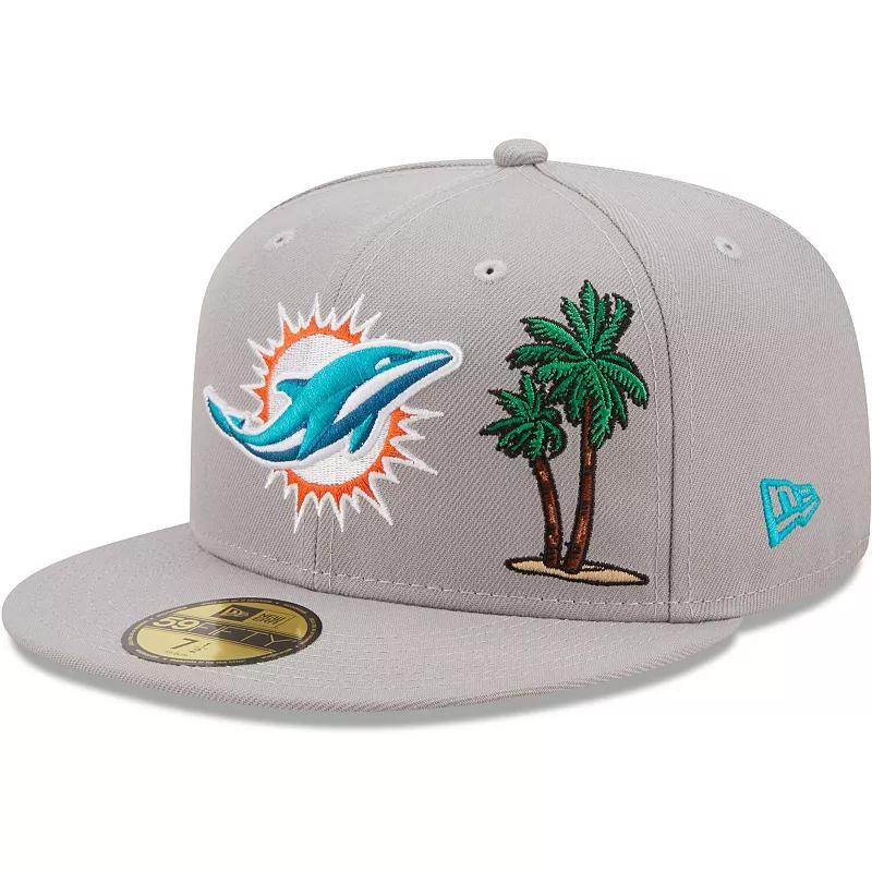 Mens New Era Gray Miami Dolphins City Describe 59FIFTY Fitted Hat Product Image