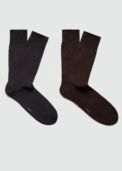 MANGO MAN - Pack of 2 long cotton socks brownMen Product Image