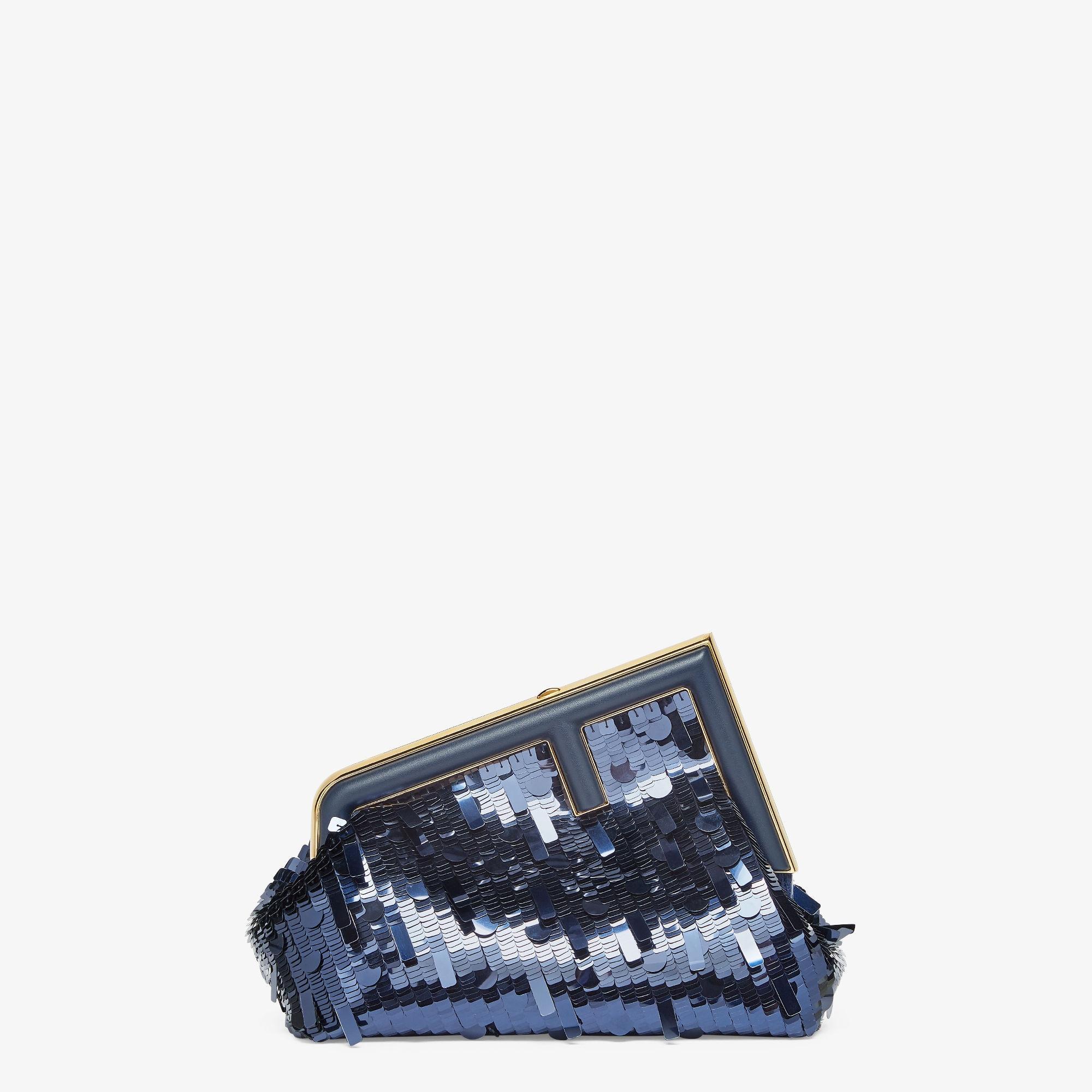 Fendi First SmallBag embroidered with blue sequins Product Image