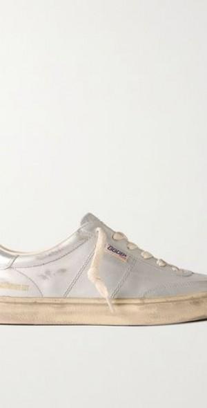 Soul-Star distressed metallic leather sneakers Product Image