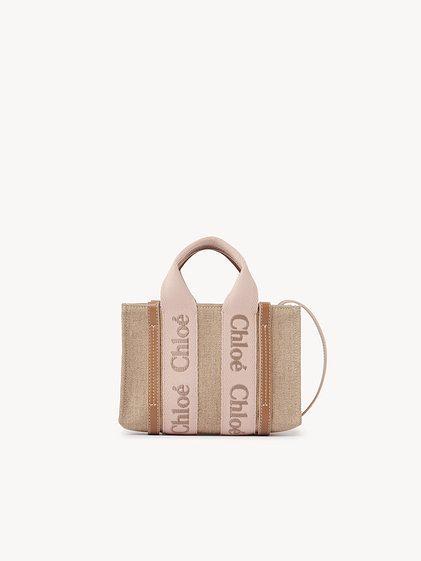 Mini Woody tote bag in linen Product Image