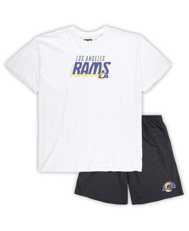 Mens Concepts Sport White Los Angeles Rams Big and Tall T-shirt and Shorts Set - White Product Image