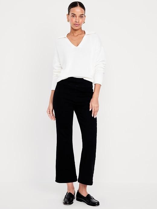 High-Waisted Weekender Pull-On Crop Flare Jeans Product Image