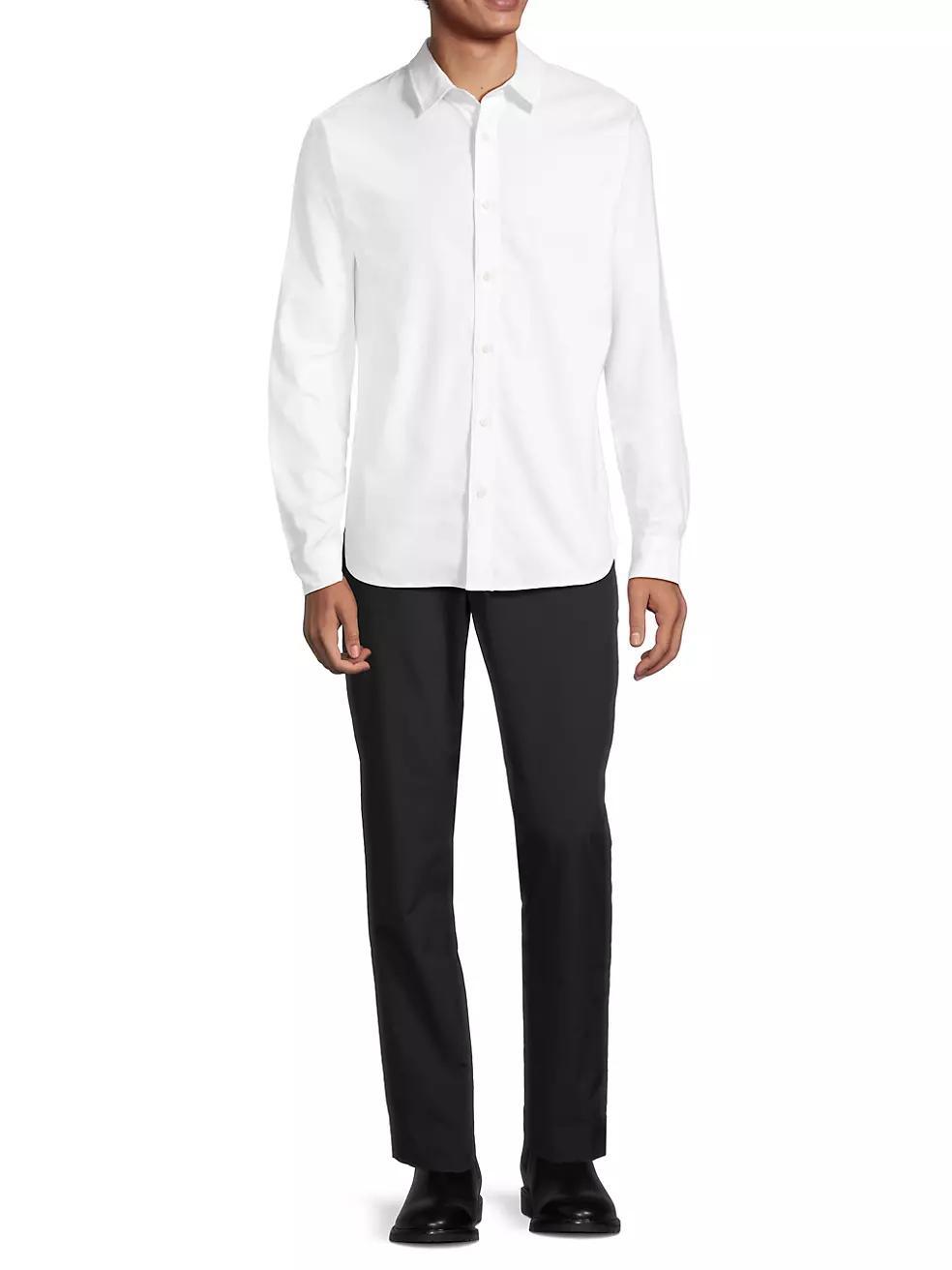 Stretch Button-Front Oxford Shirt Product Image