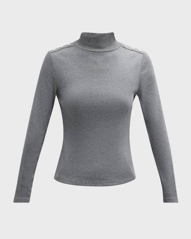 Nate Buttoned Mock-Neck Top Product Image