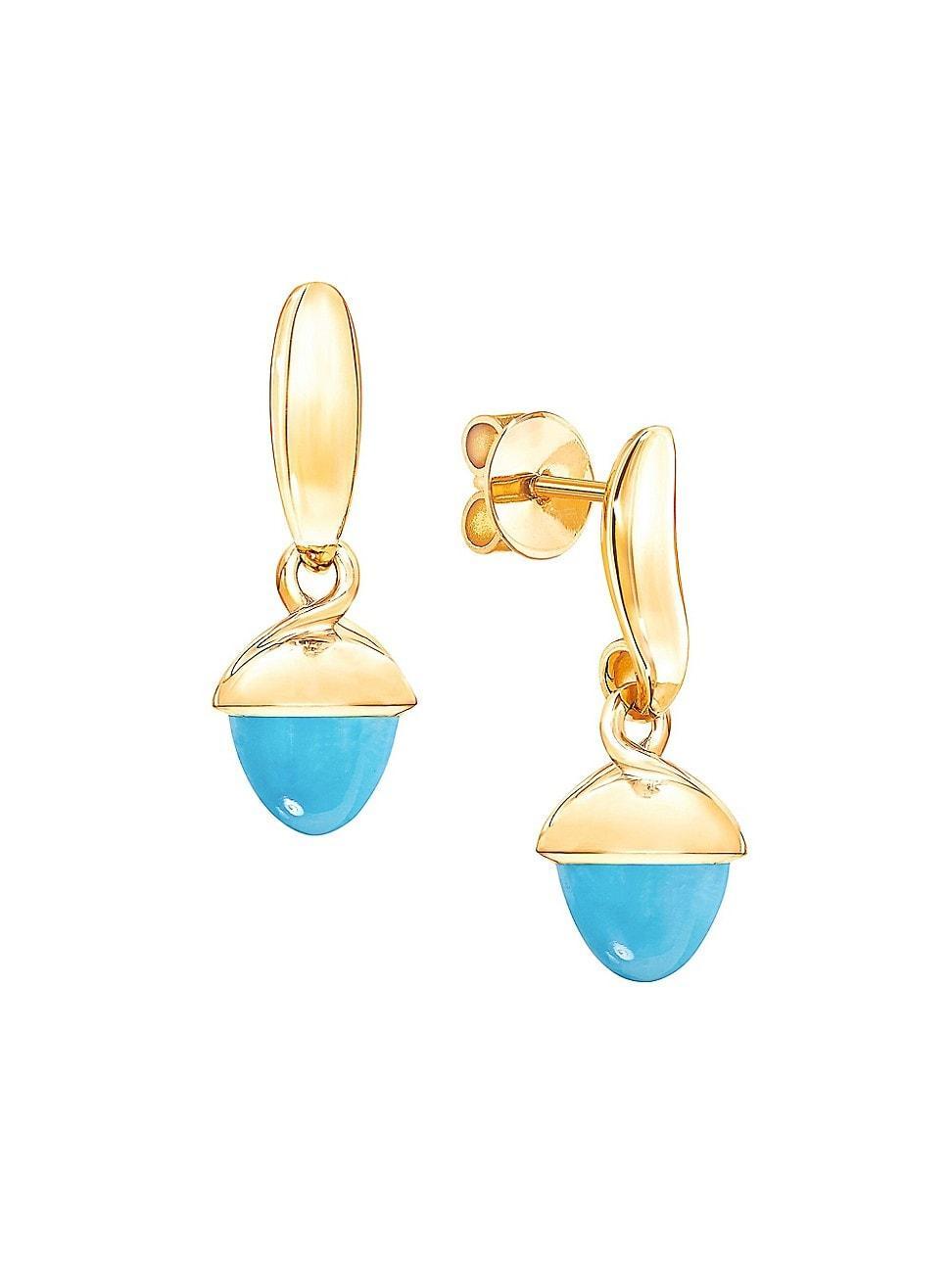 Womens Mikado Flamenco 18K Yellow Gold & Turquoise Acorn Earrings Product Image