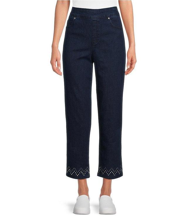 Allison Daley Embellished Hem Pull-On Stretch Denim Crop Jeans Product Image