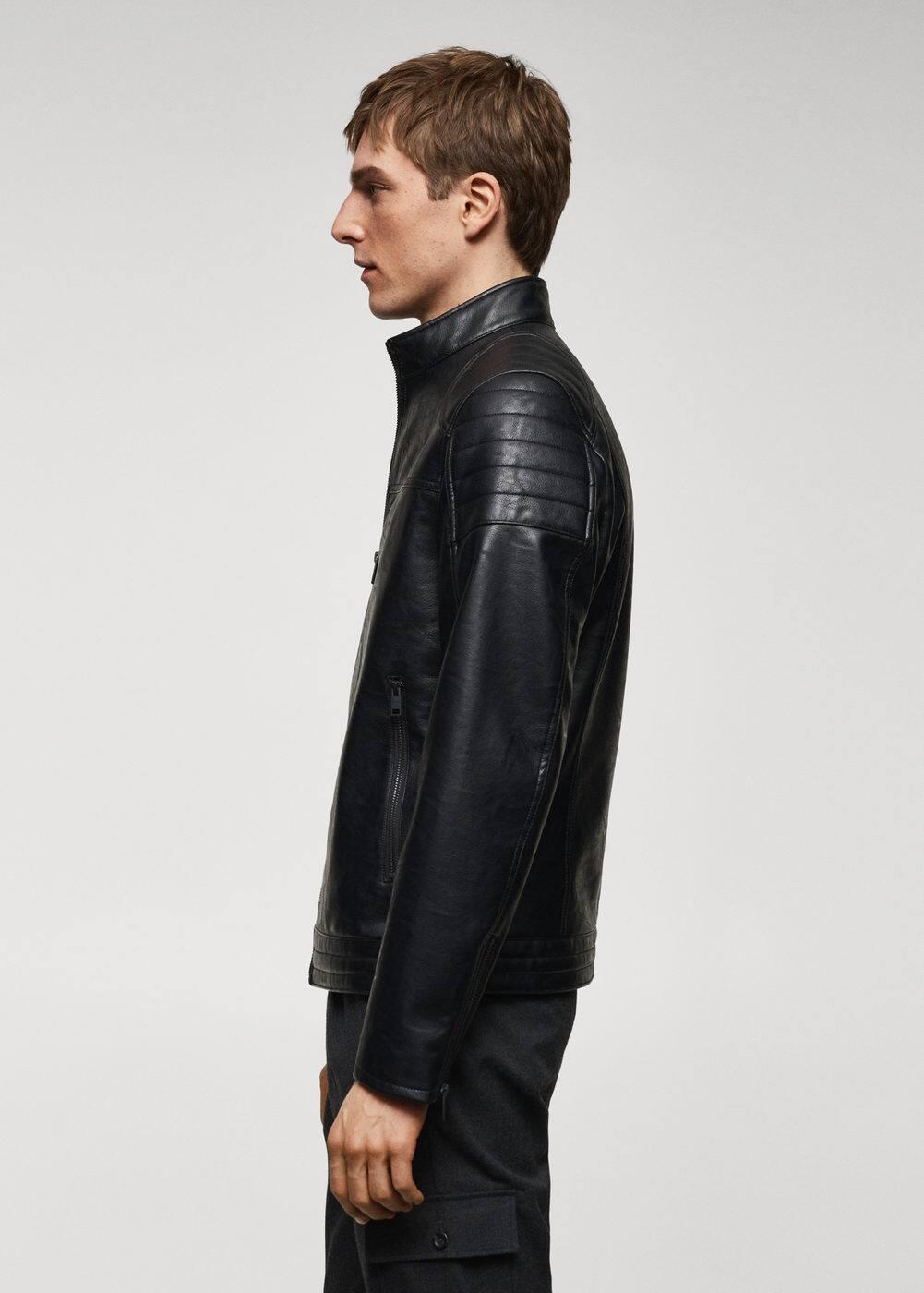 MANGO MAN - Nappa leather-effect jacket blackMen Product Image