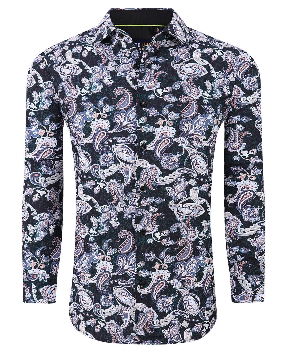 Azaro Uomo Mens Paisley Four-Way Stretch Button Down Slim Fit Shirt Product Image