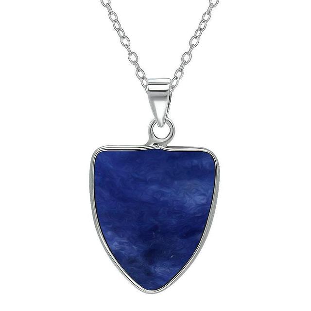 Aleure Precioso Sterling Silver Triangle Shaped Gemstone Drop Pendant Necklace, Womens Blue Product Image