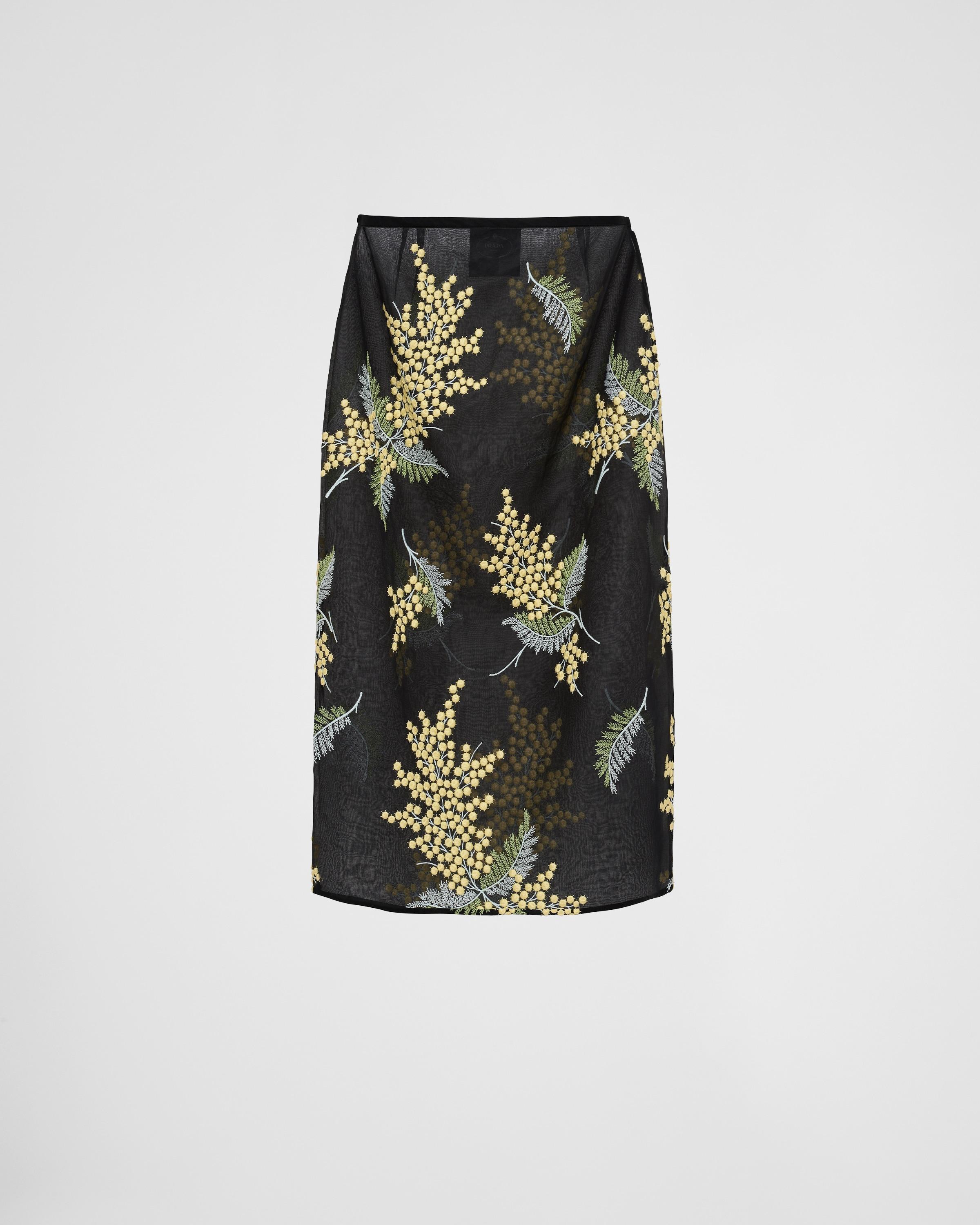 Embroidered Cotton Midi Skirt In Black Product Image