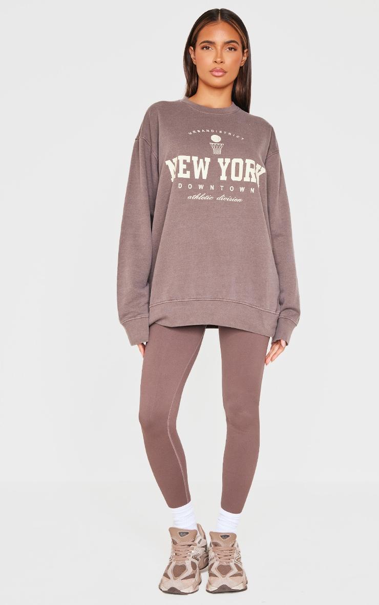 Chocolate New York Downtown Graphic Printed Sweatshirt Product Image