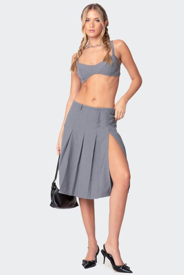 Ethel Side Slit Pleated Midi Skirt Product Image