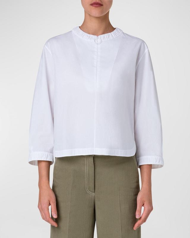 Womens Cotton Zip-Front Blouse Product Image