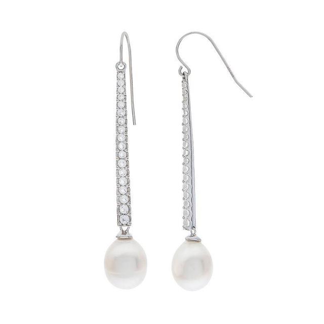 PearLustre by Imperial Sterling Silver Freshwater Cultured Pearl Linear Drop Earrings, Womens, White Product Image