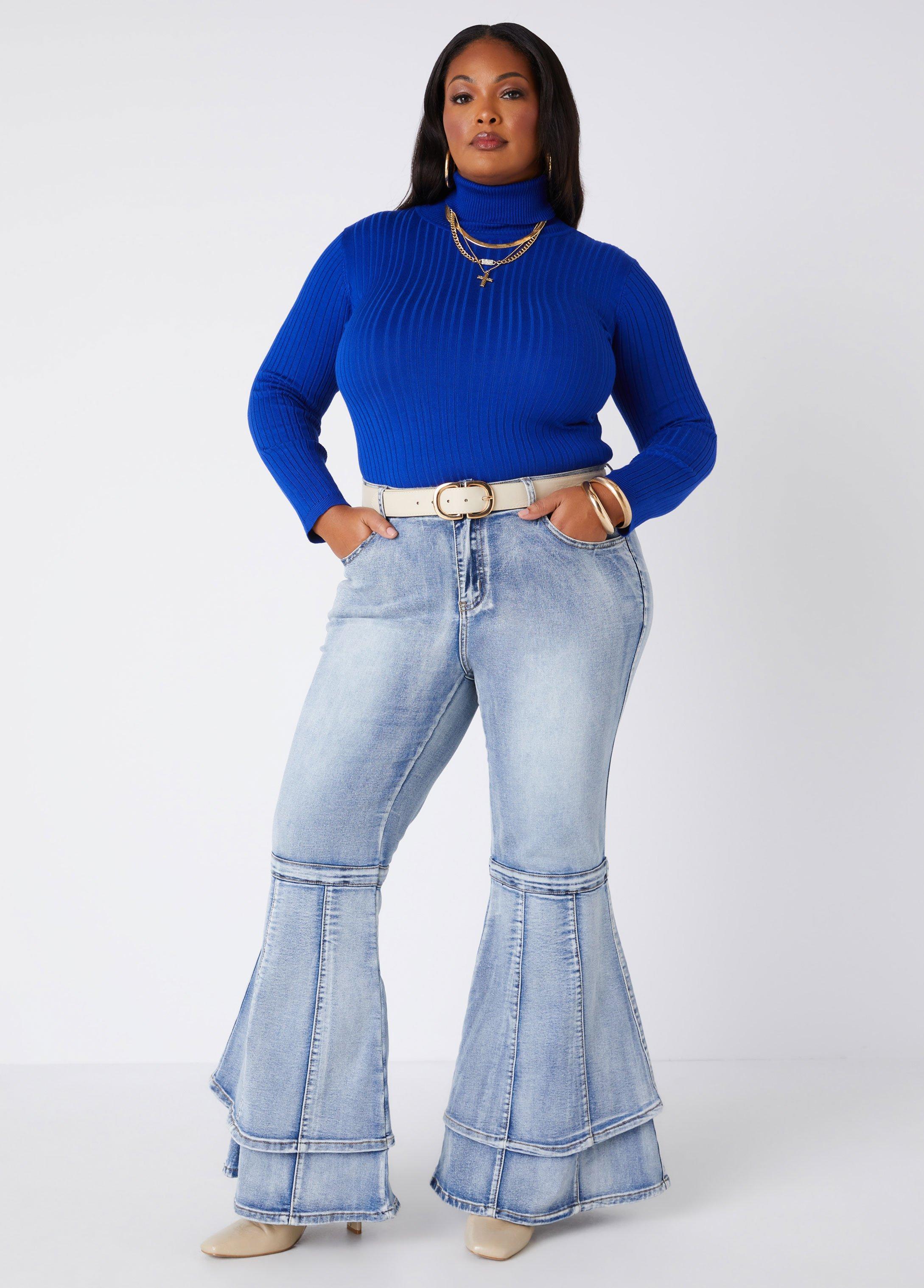 Tiered Bell Bottom Jeans Product Image