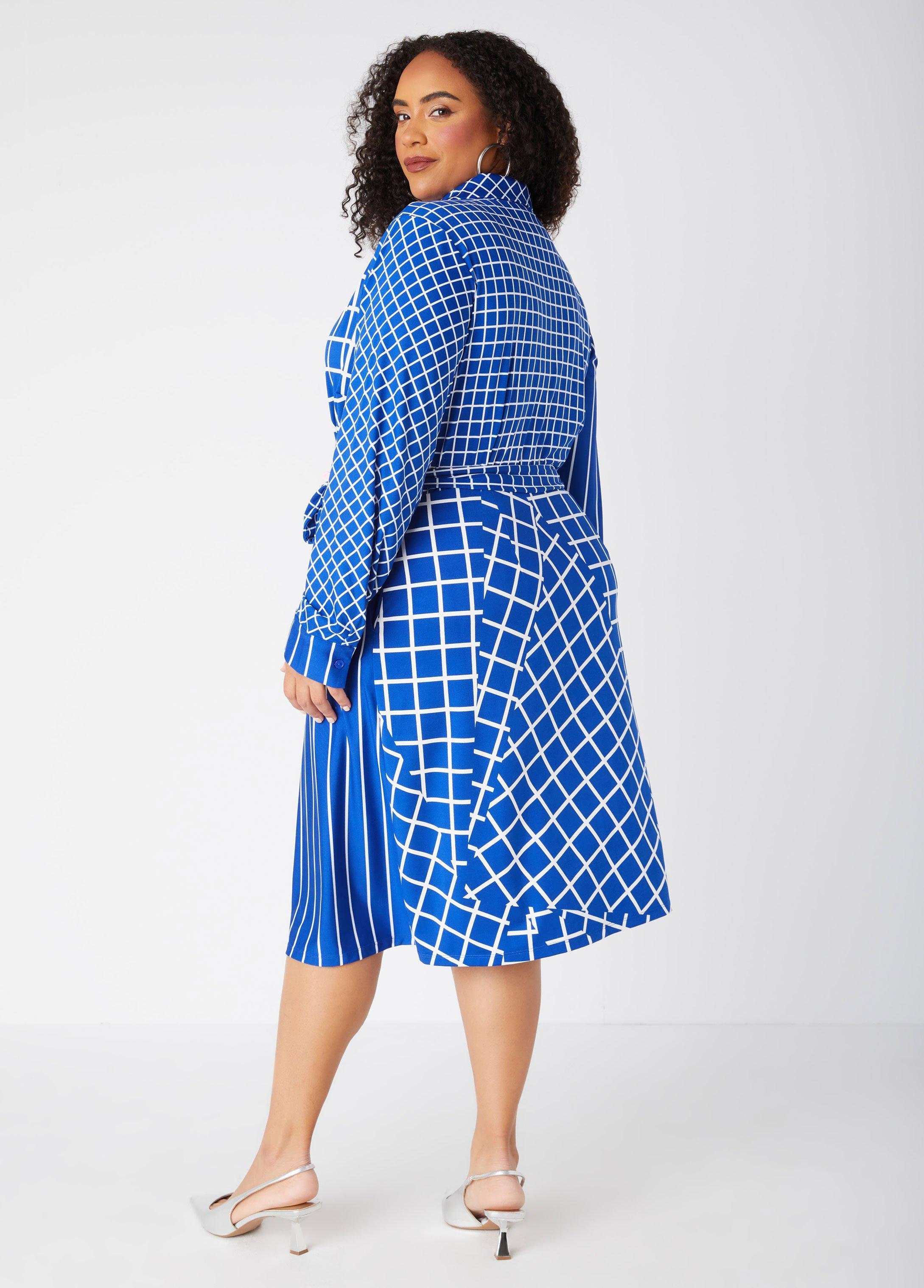 Plus Size Printed Belted Shirtdress Ashley Stewart Product Image