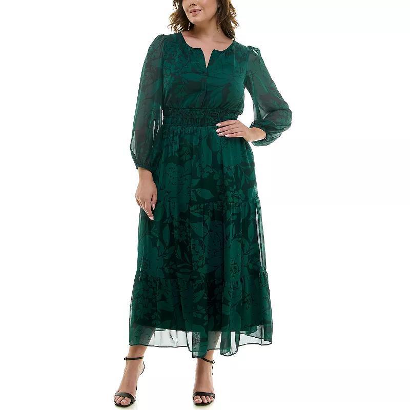 Plus Size Taylor Smocked Waist Chiffon Midi Dress, Womens Product Image