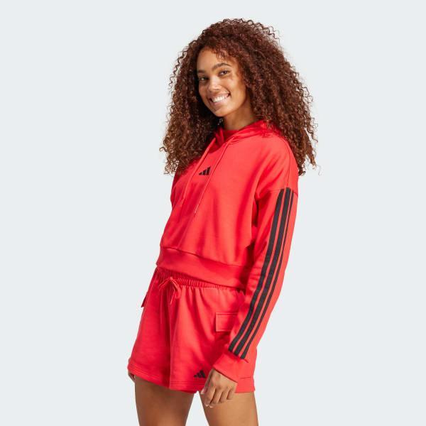 Essentials 3-Stripes French Terry Crop Hoodie Product Image