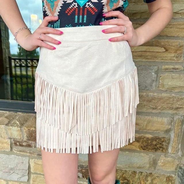 Fort Worth Fringe Skirt Tan Product Image