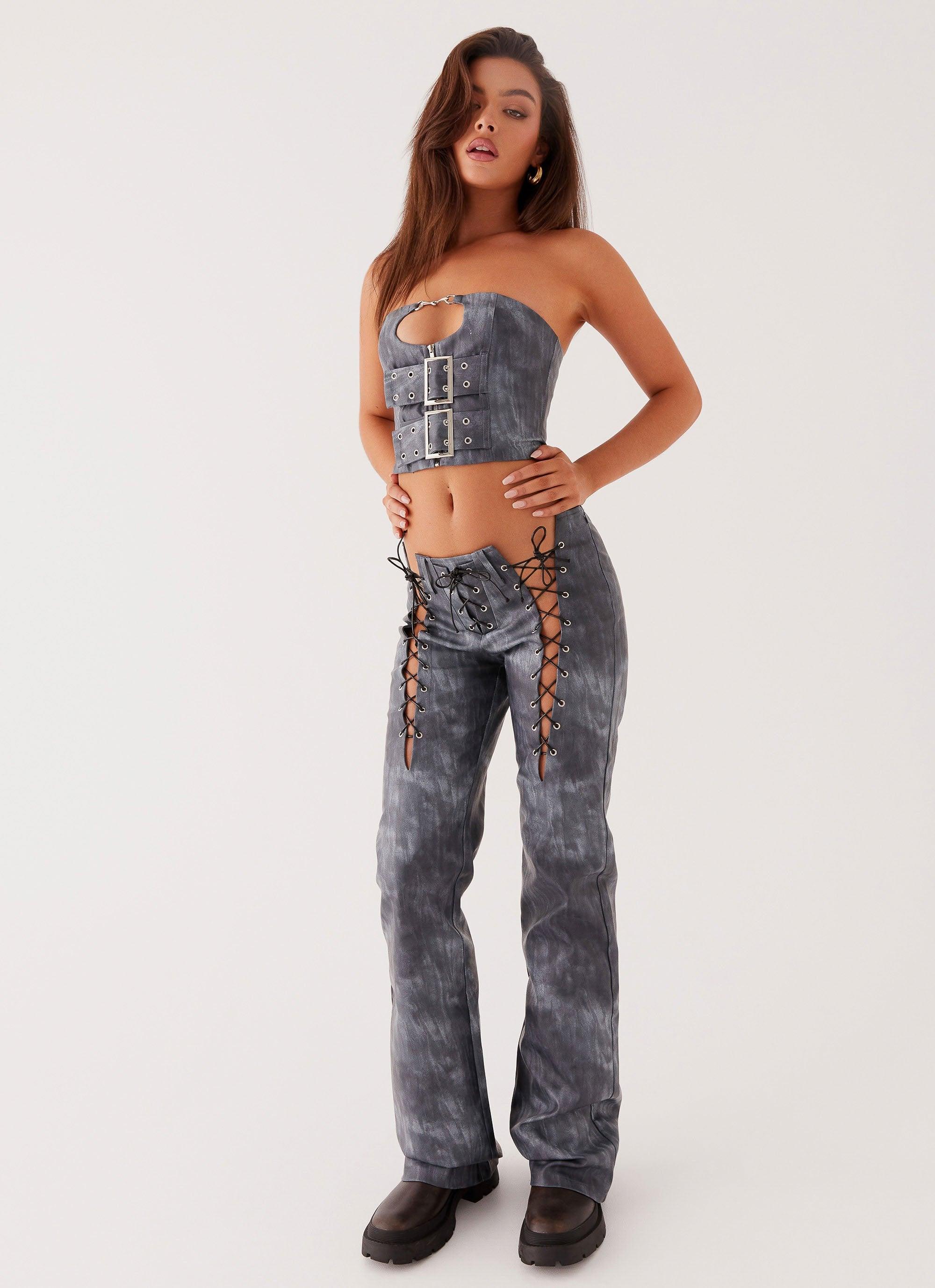 Better When I'm Dancing Lace Up Pants - Graphite Product Image