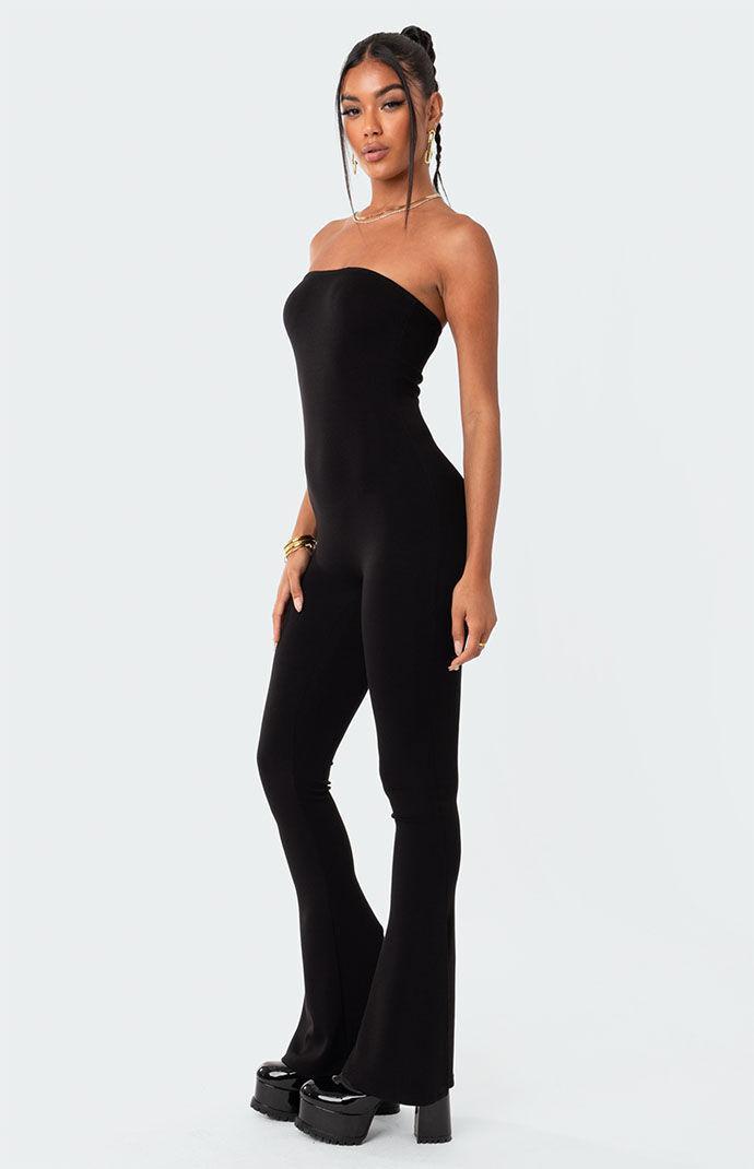 Edikted Womens Melina Side Slits Flared Jumpsuit - Blackmall Product Image