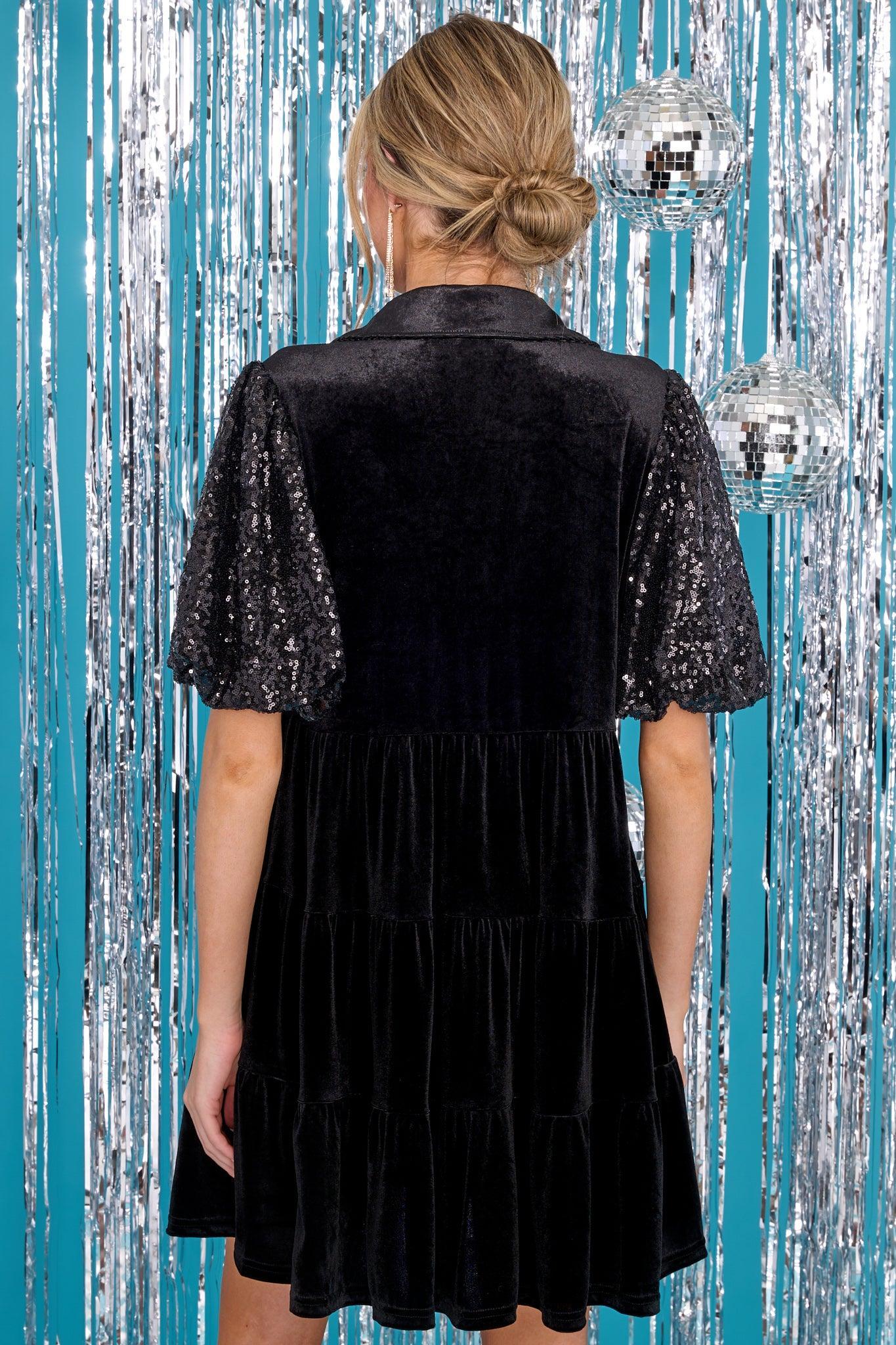 Always Here Black Velvet Dress Product Image